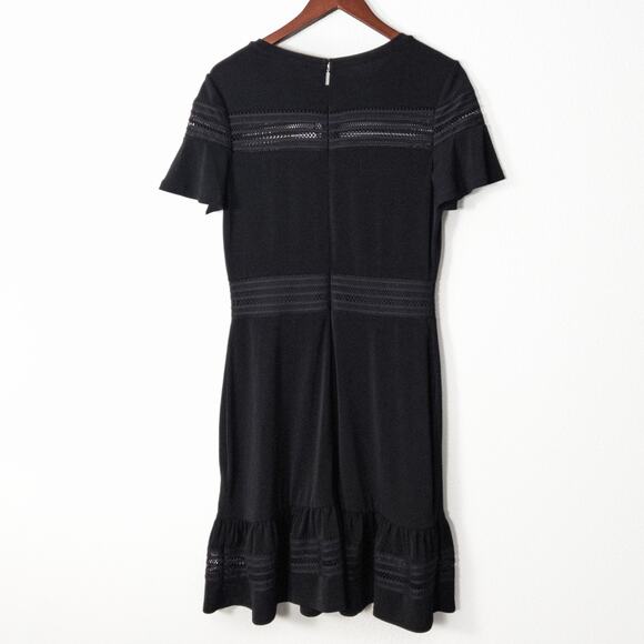 Michael Michael Kors Women’s Black Knit Cocktail Dress Sheer Quiet Luxury Medium - Picture 2 of 10